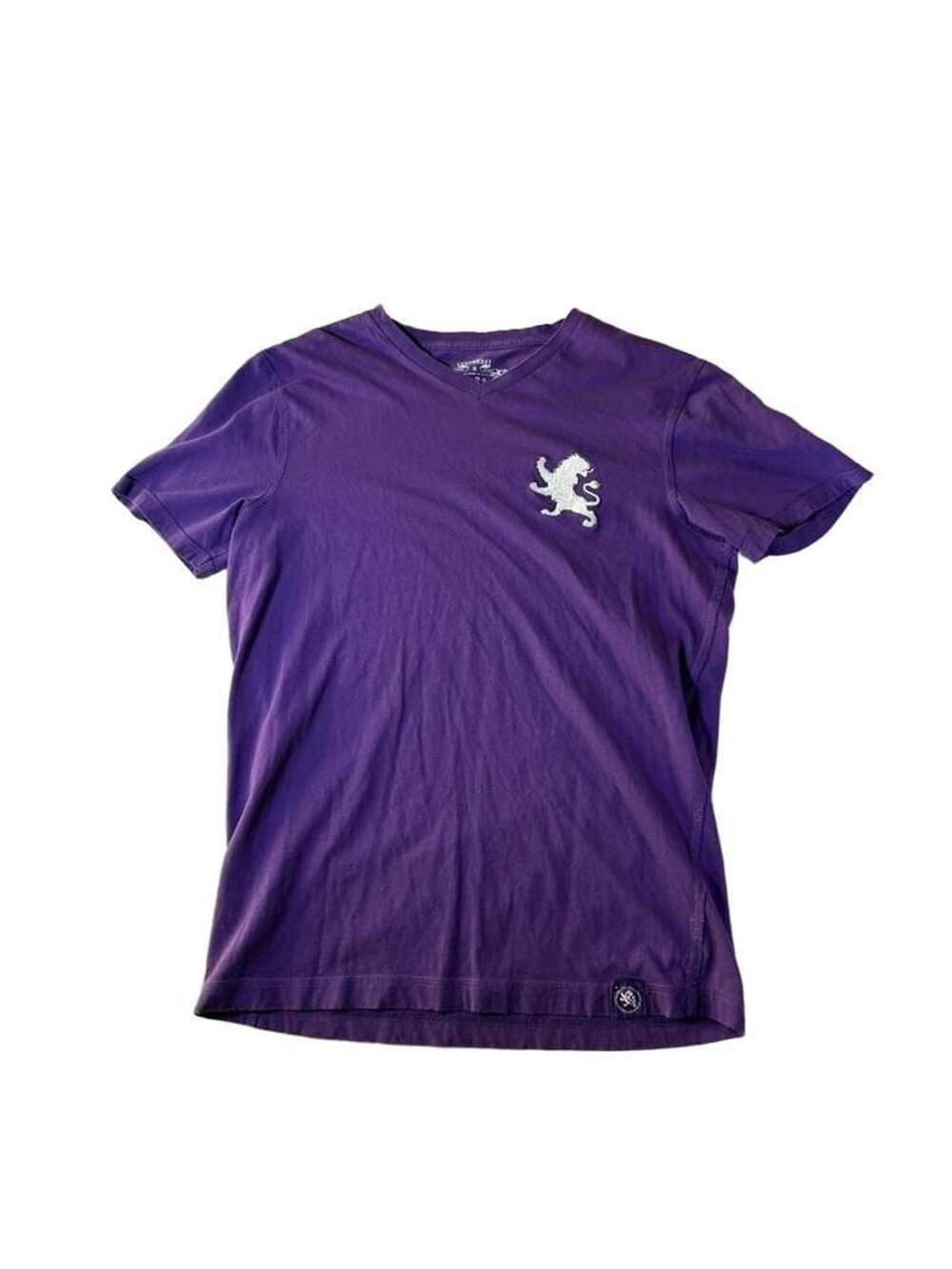 Express Design Studio Purple Lion Crest V-Neck T-Shirt Size S